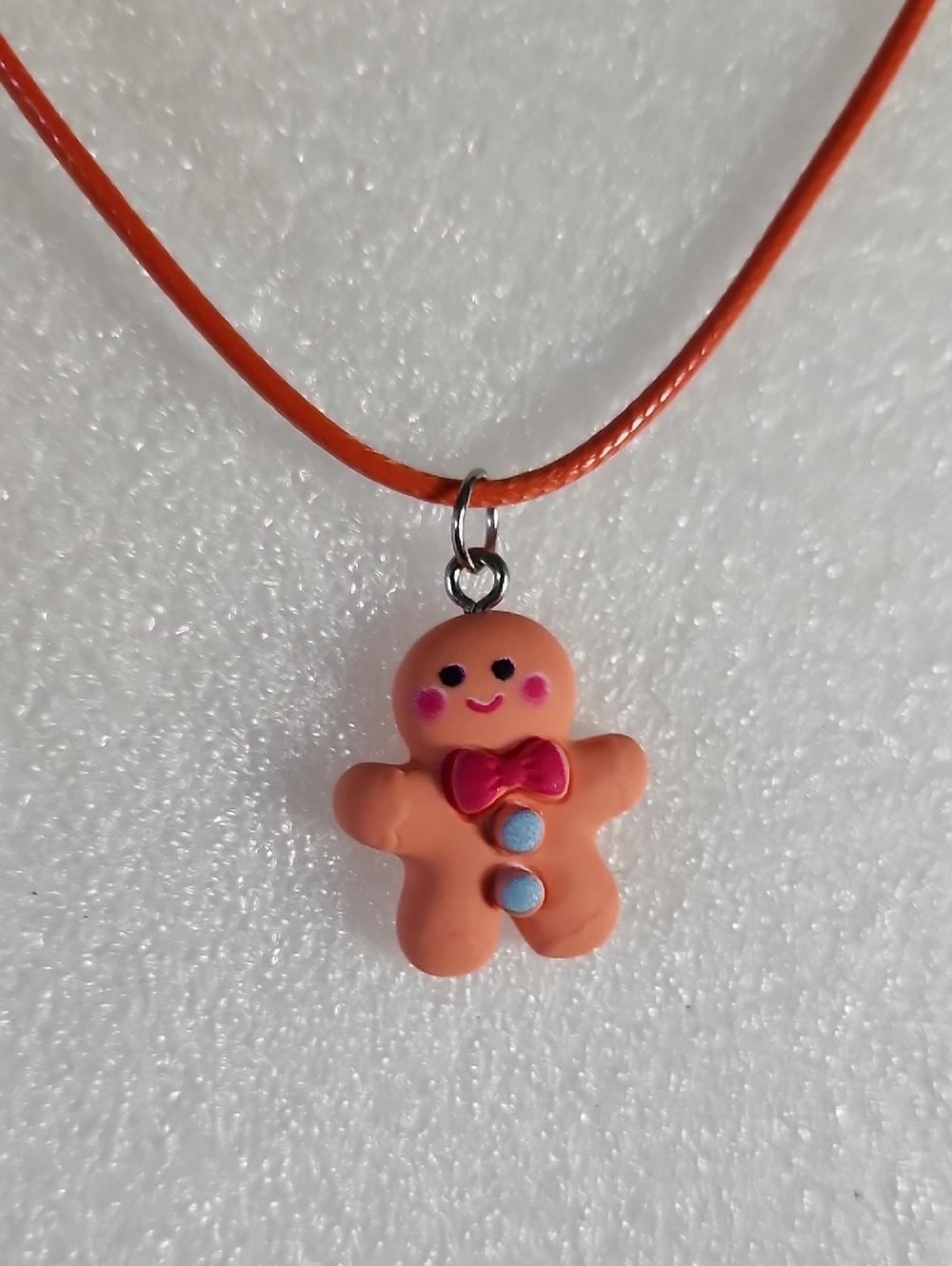Hand Crafted Orange Gingerbread Pendant Necklace